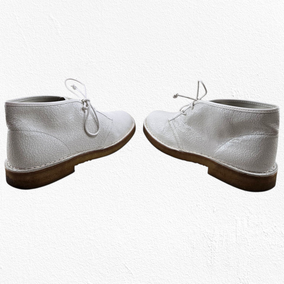 Tory Burch White Crackle Leather Desert Boots Size 7.5 Lace-Up Ankle Chukka Boot - Picture 4 of 8